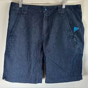 Adidas Outdoor Denim Shorts Rich Indigo Blue Cargo Style Size 36 EUC RARE